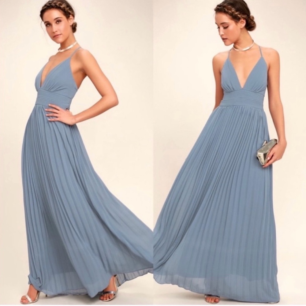 Lulus Depths of My Love Maxi Dress Size Small in Dusty Blue
